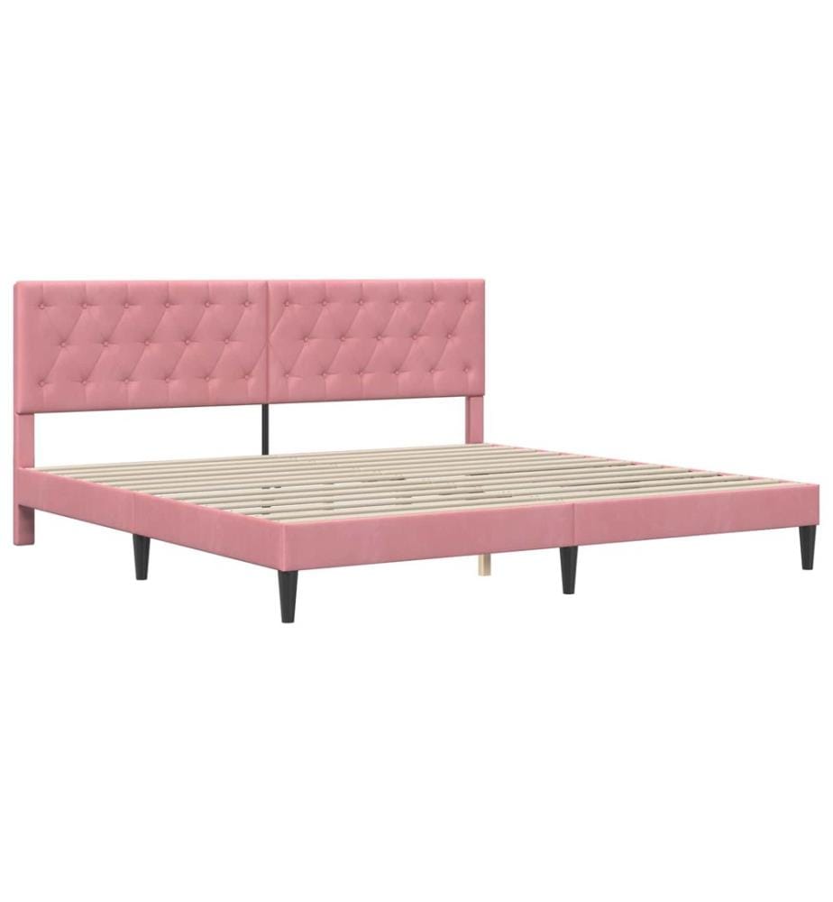 Bettgestell mit Matratze mit Kopfteil Rosa 180 x 200 cm Samt