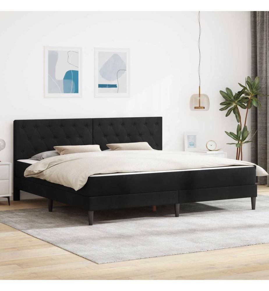 Bettgestell mit Matratze mit Kopfteil Schwarz 180 x 200 cm Samt