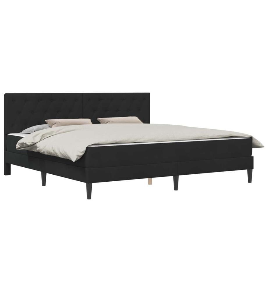 Bettgestell mit Matratze mit Kopfteil Schwarz 180 x 200 cm Samt