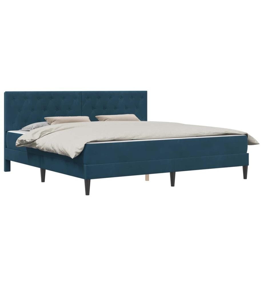 Bettgestell mit Matratze mit Kopfteil Blau 200 x 200 cm Samt