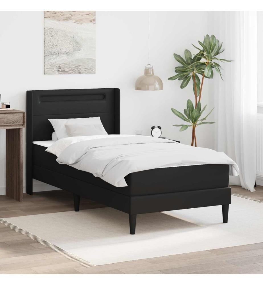 Cadre de lit avec matelas Noir 90 x 190 cm Simili cuir