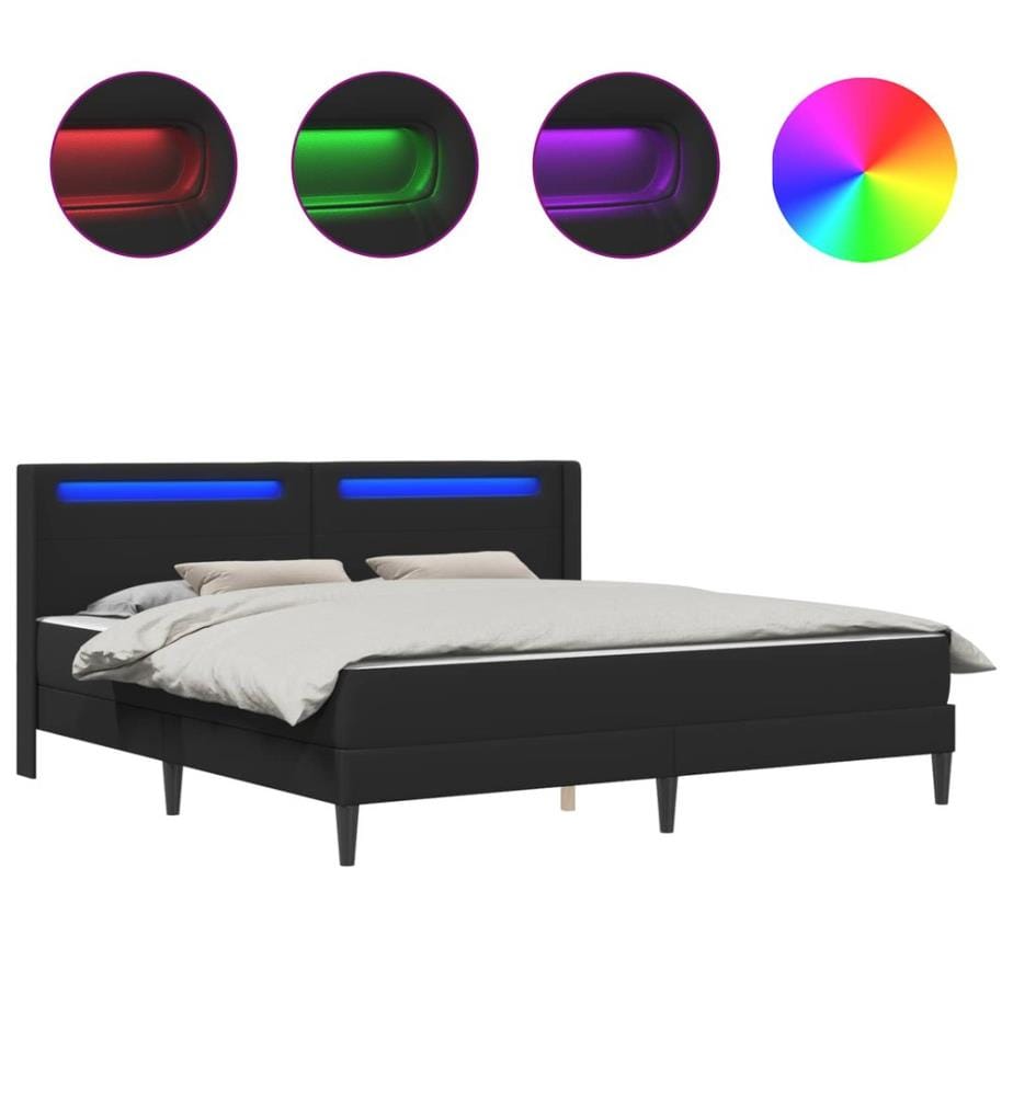 Cadre de lit avec matelas Noir 180 x 200 cm Simili cuir