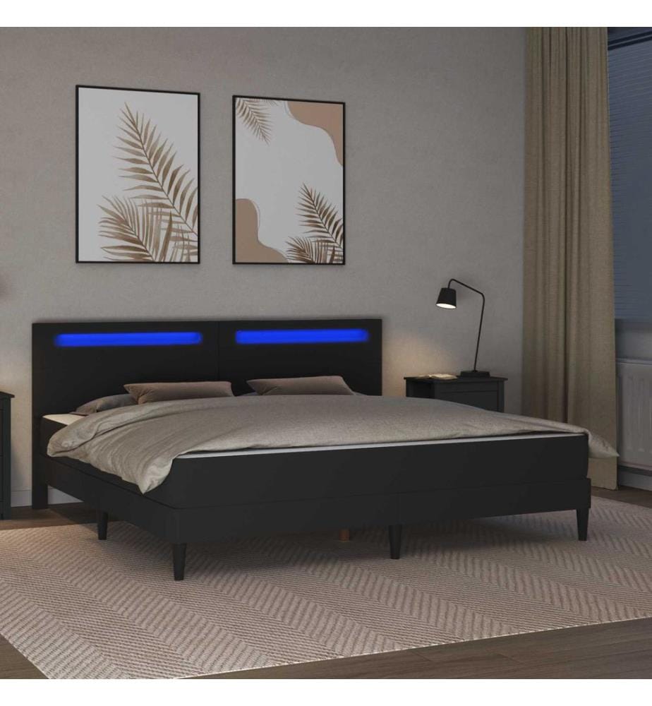 Cadre de lit avec matelas Noir 180 x 200 cm Simili cuir