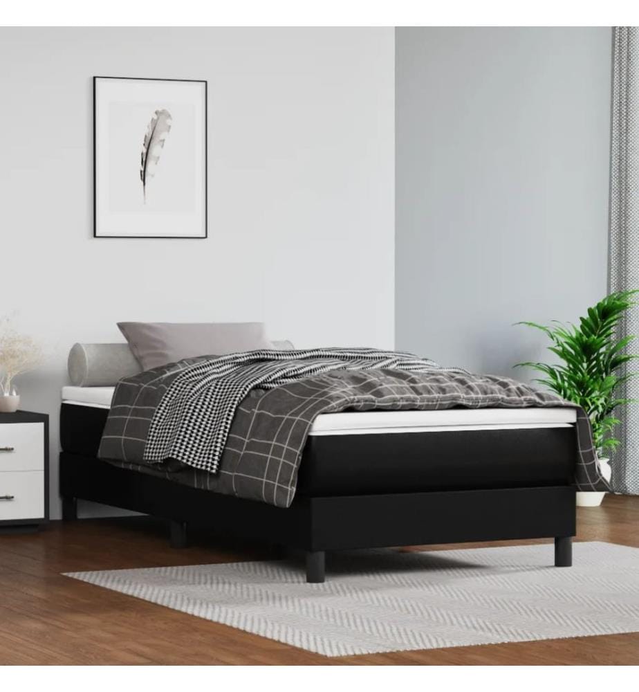 Taschenfederkernmatratze Mittel Schwarz 80x200x20 cm Kunstleder