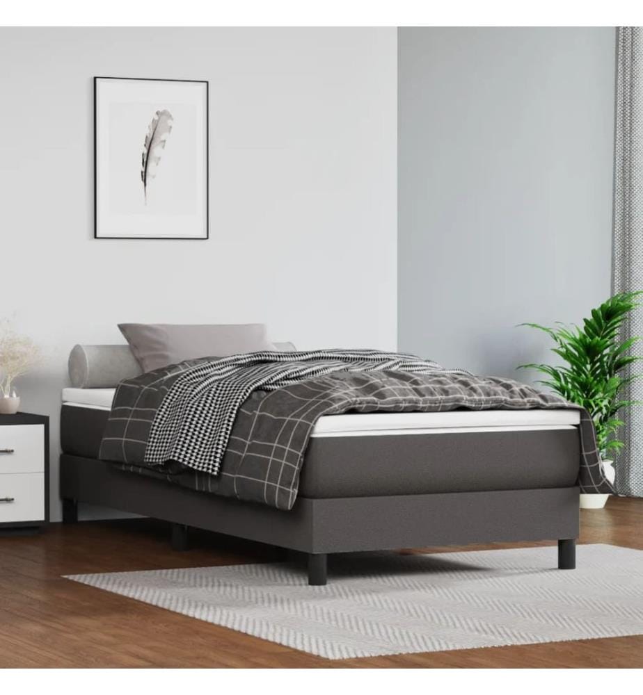 Taschenfederkernmatratze Mittel Grau 100x200x20 cm Kunstleder