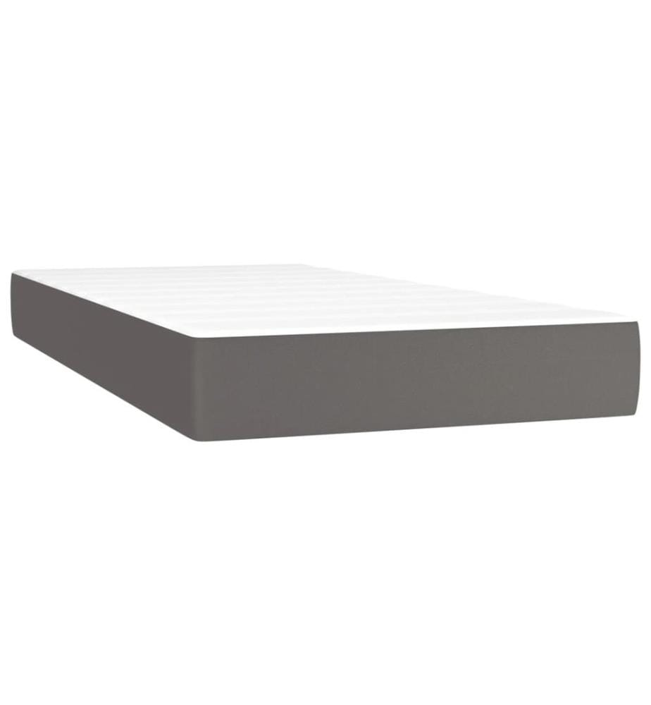 Taschenfederkernmatratze Mittel Grau 100x200x20 cm Kunstleder