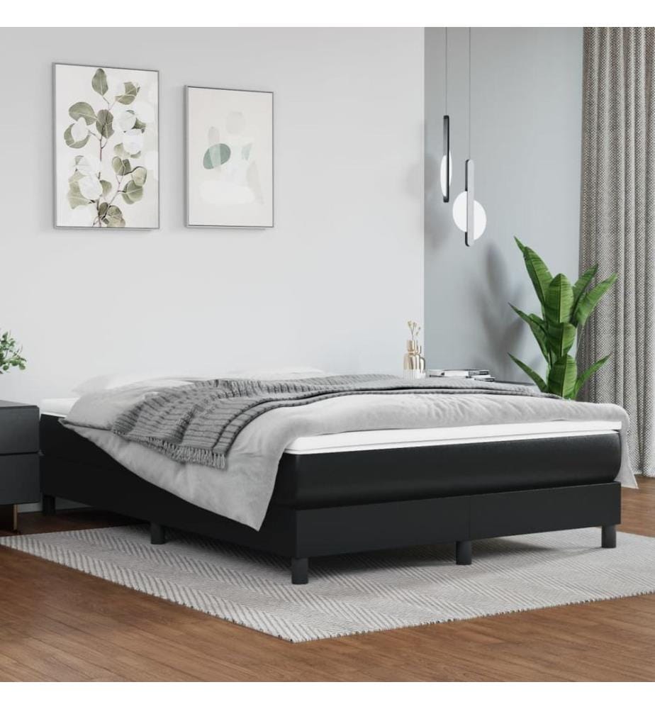 Pocket sprung bed mattress medium firmness Black 140x190x20cm Faux leather