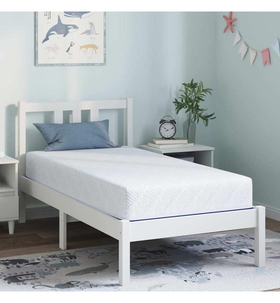 Mattress White and Blue 80 x 160 cm Jacquard Fabric
