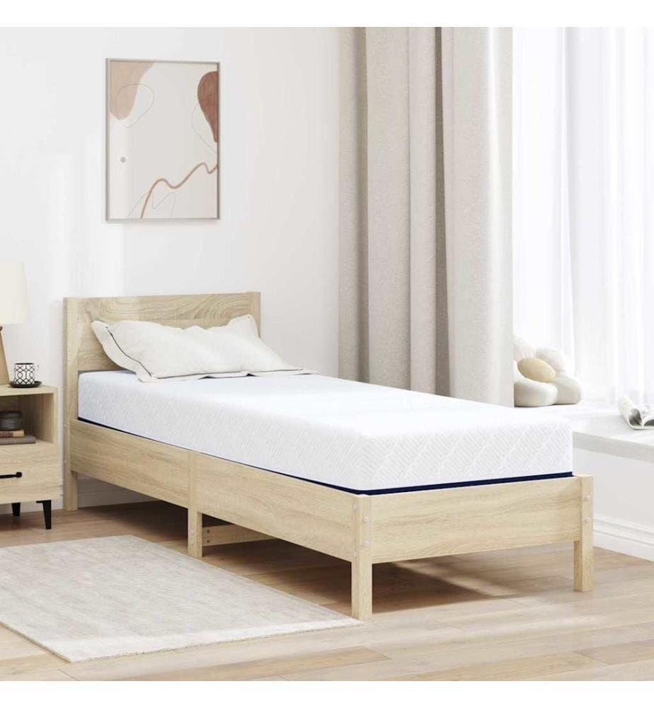 Mattress White and Blue 80 x 200 cm Jacquard Fabric