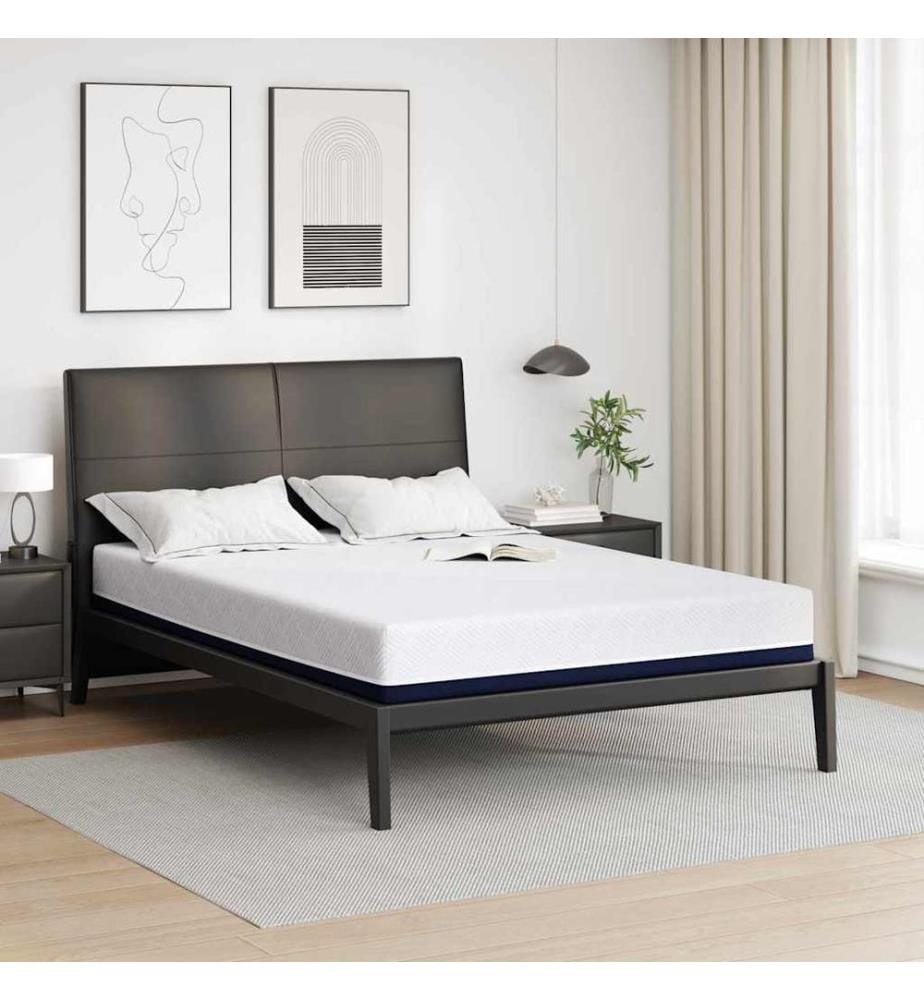 Matelas Blanc et Bleu 140 x 200 cm Tissu jacquard