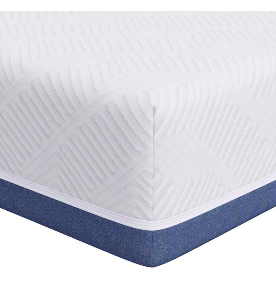 Matelas Blanc et Bleu 140 x 200 cm Tissu jacquard
