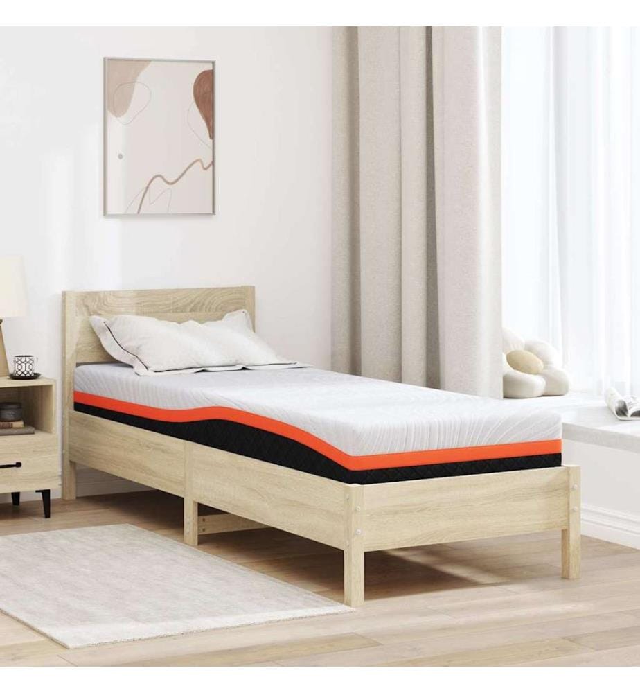 Mattress White and Black 80 x 200 cm Jacquard Fabric