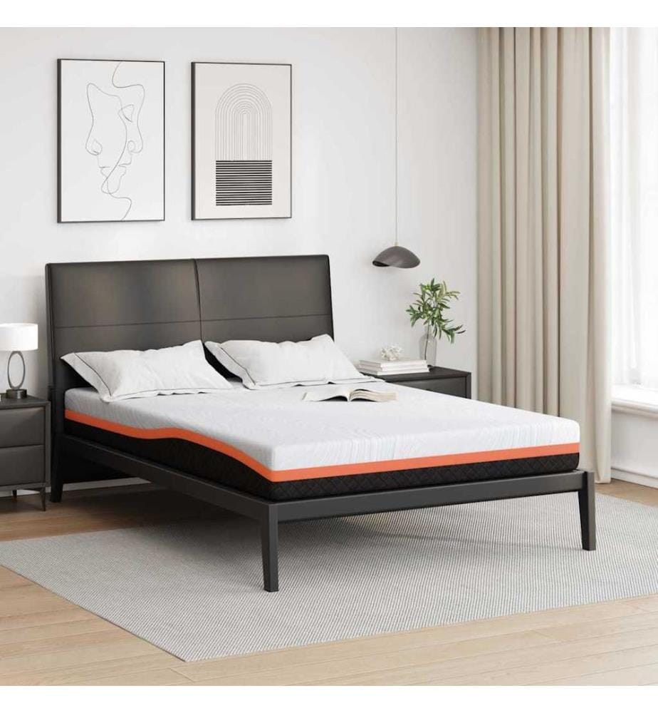 Mattress White and Black 140 x 190 cm Jacquard Fabric
