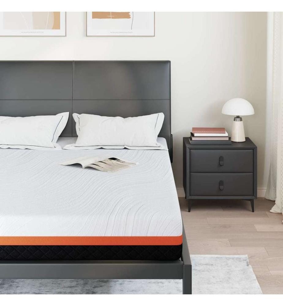 Mattress White and Black 140 x 190 cm Jacquard Fabric