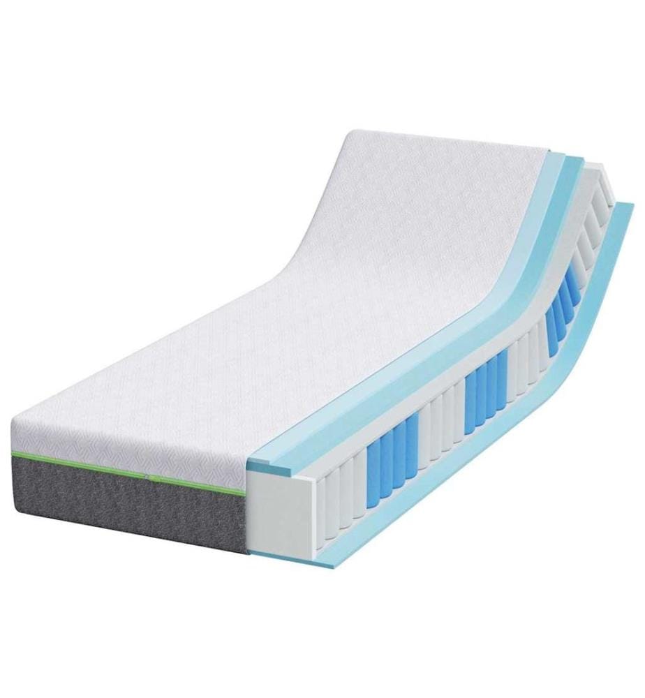 Matelas Blanc et Gris 80 x 200 cm Tissu jacquard
