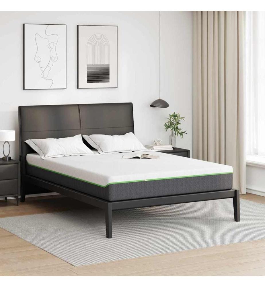 Mattress White and Grey 140 x 200 cm Jacquard Fabric