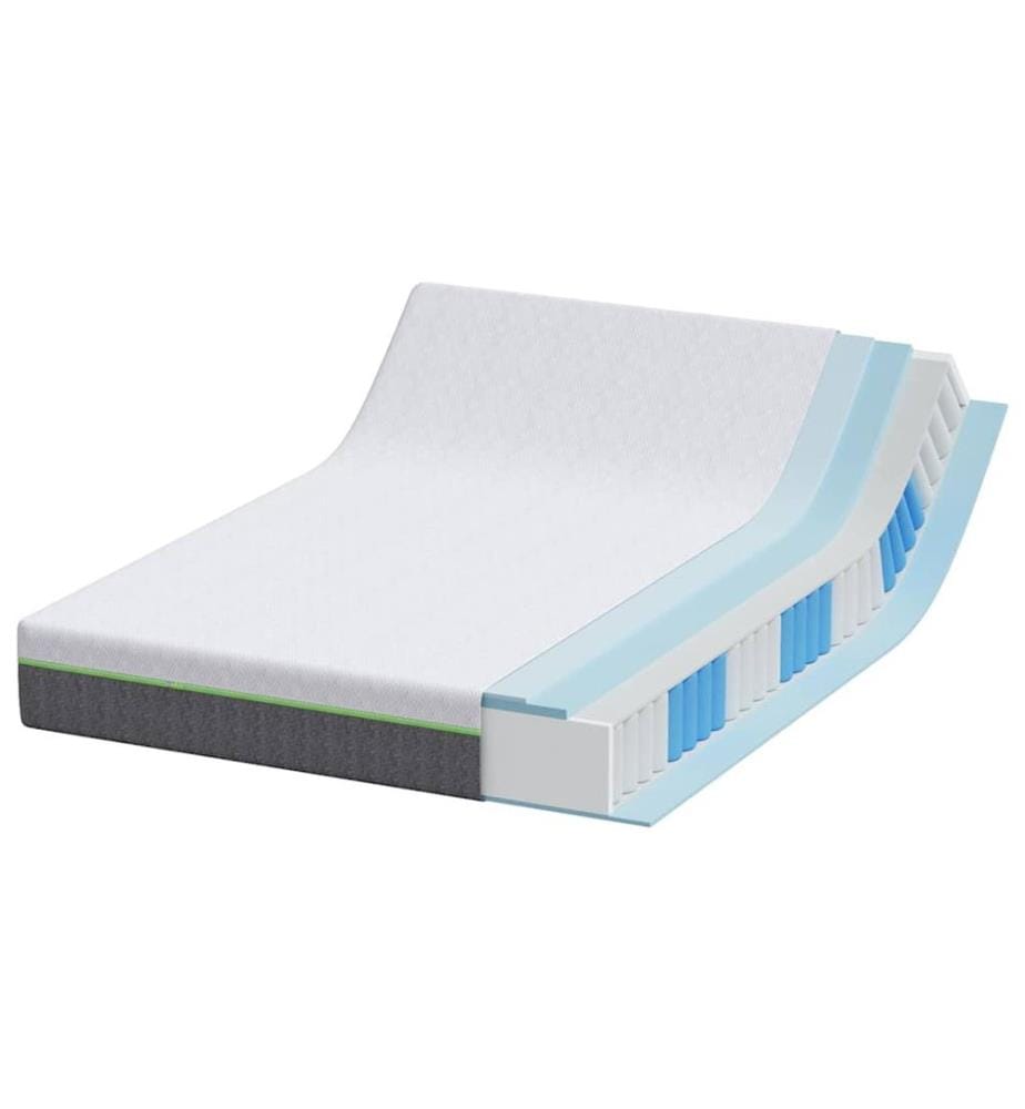 Mattress White and Grey 140 x 200 cm Jacquard Fabric