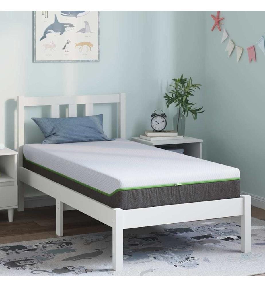 Mattress White and Grey 80 x 160 cm Jacquard Fabric