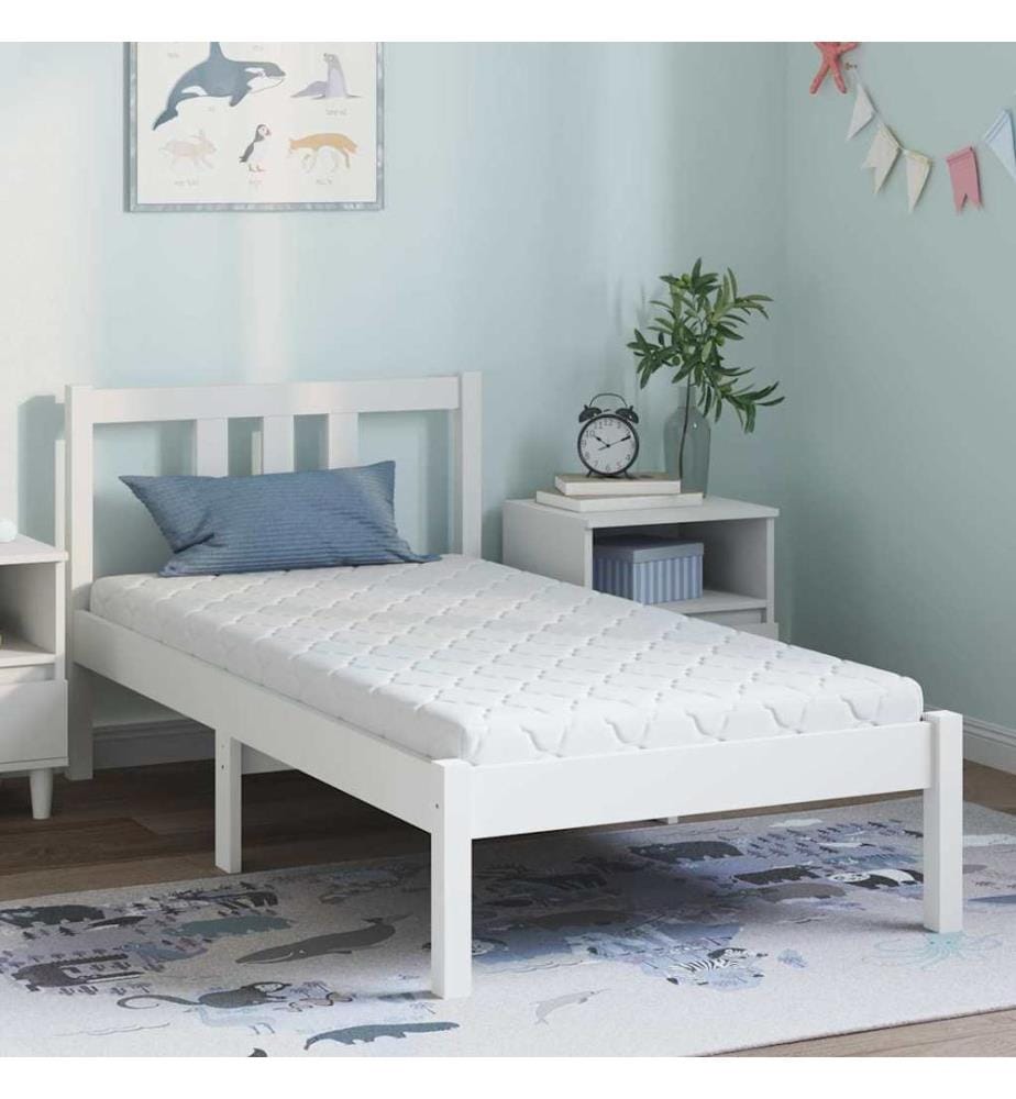 Mattress White 80 x 160 cm Jacquard Fabric