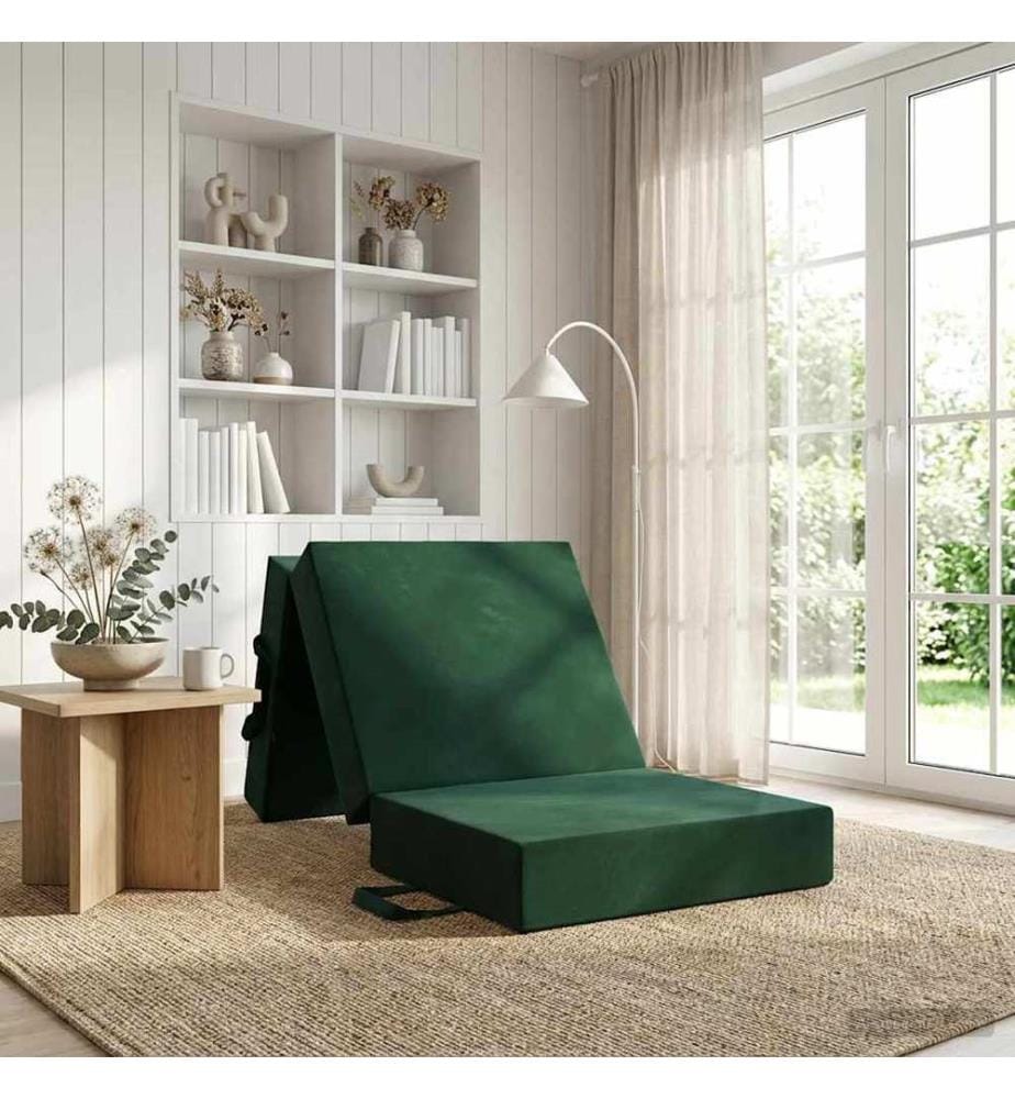 Klappsofa Bett 90 x 63 x 45 cm Dunkelgrün