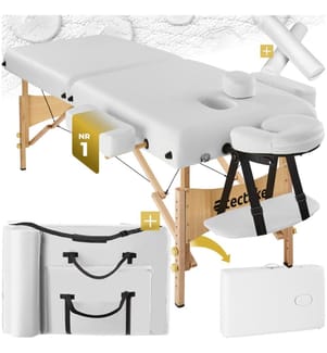 Set lettino da massaggio Suman a 2 zone, 7,5 cm di imbottitura rulli borsa - bianco