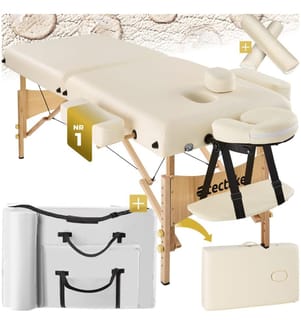 Set lettino da massaggio Suman a 2 zone, 7,5 cm di imbottitura rulli borsa - beige