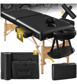 Set lettino da massaggio Suman a 2 zone, 7,5 cm di imbottitura rulli borsa - nero