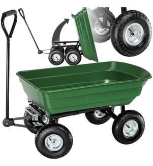 Carretto ribaltabile con pneumatico gonfiato ad aria, carico massimo 300 kg - verde