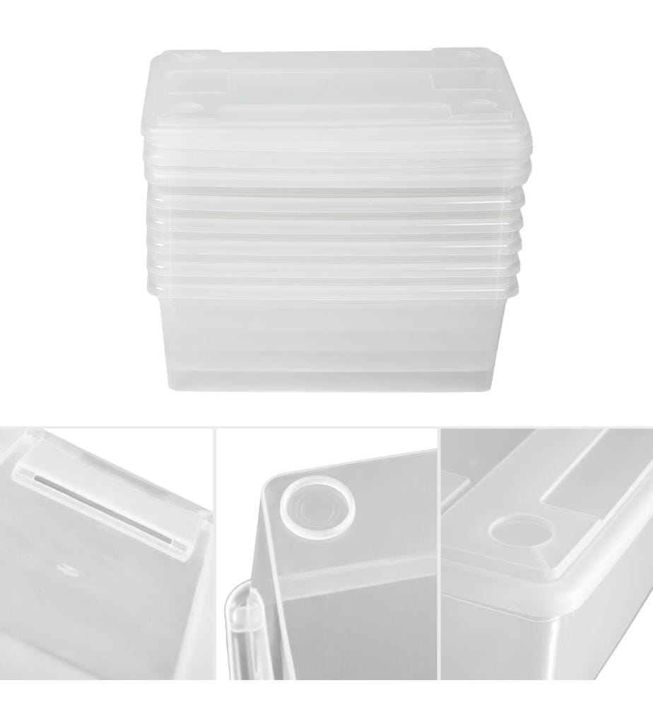 6 boîtes de rangement plastique - blanc transparent