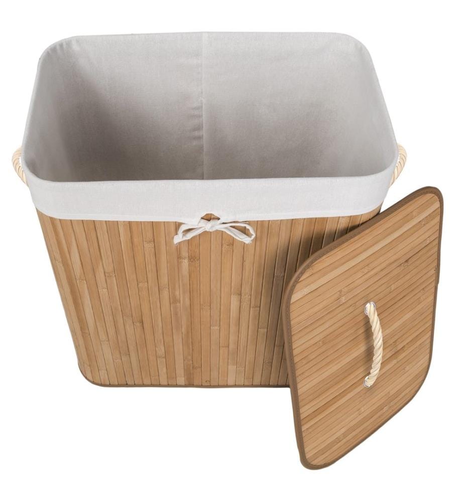 Panier à linge bambou rectangulaire - 100 L, beige