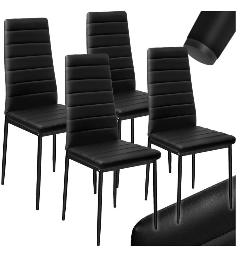 Esszimmerstühle Kunstleder - schwarz, 4er Set