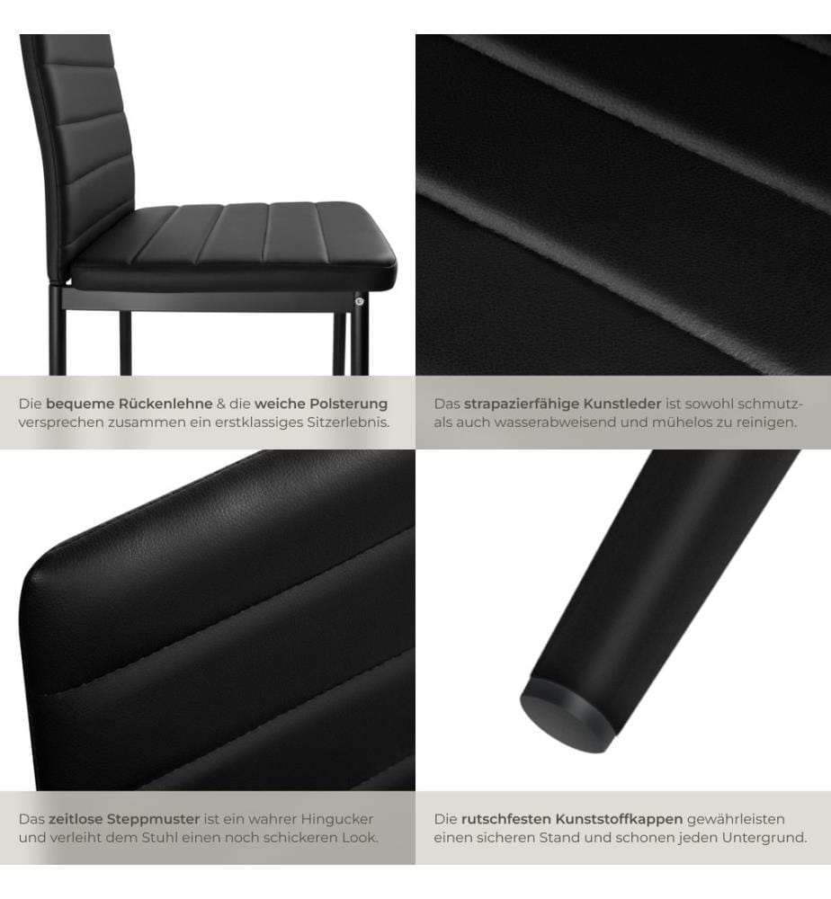 Esszimmerstühle Kunstleder - schwarz, 4er Set