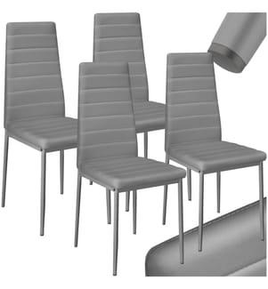 Esszimmerstühle Kunstleder - grau, 4er Set
