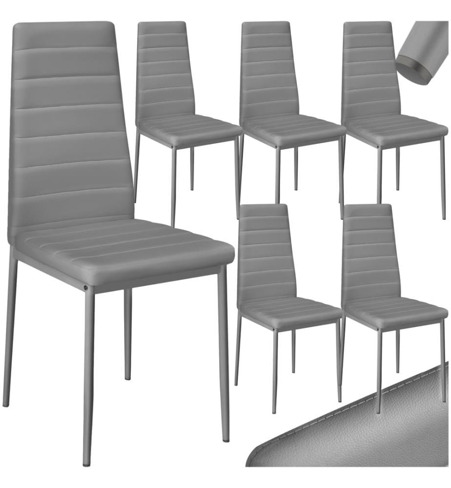 Esszimmerstühle Kunstleder - grau, 6er Set