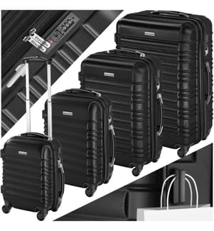 Set de 4 Valises Trolley - ABS - 4 Roues Pivotantes à 360° - noir