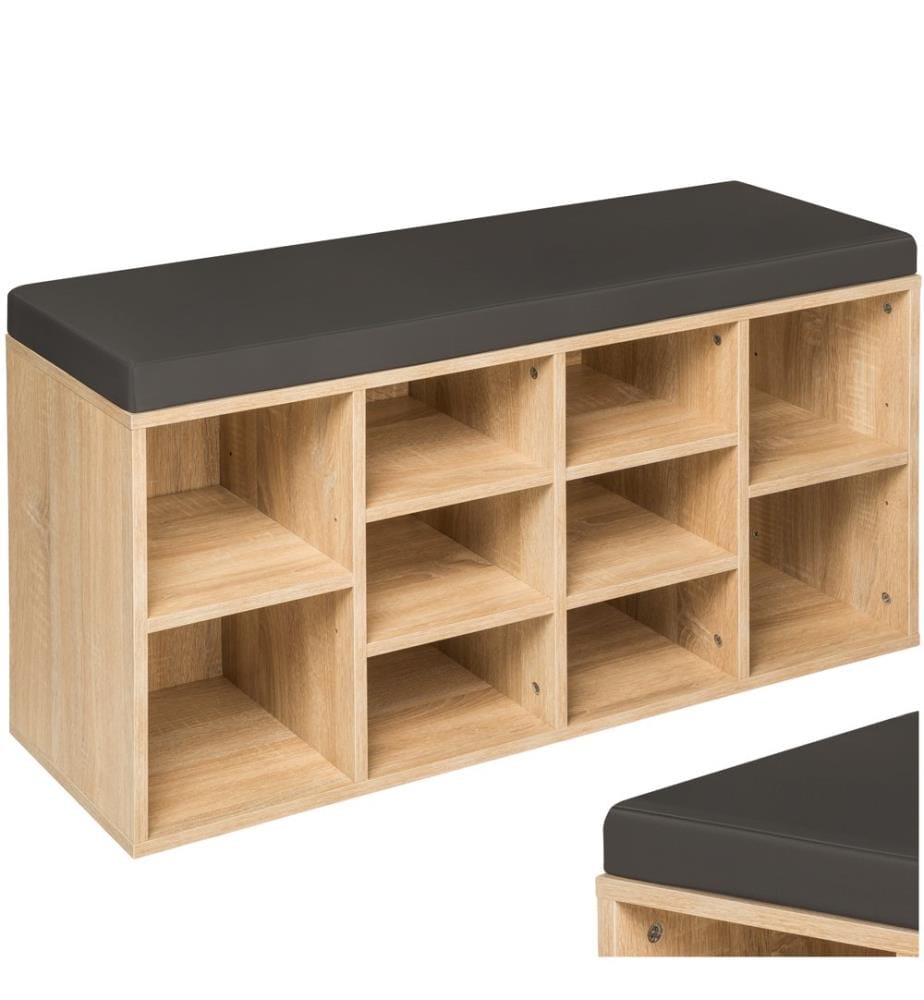 Schuhschrank mit Sitzpolster 103,5x48x30 cm - dunkelgraueiche hell