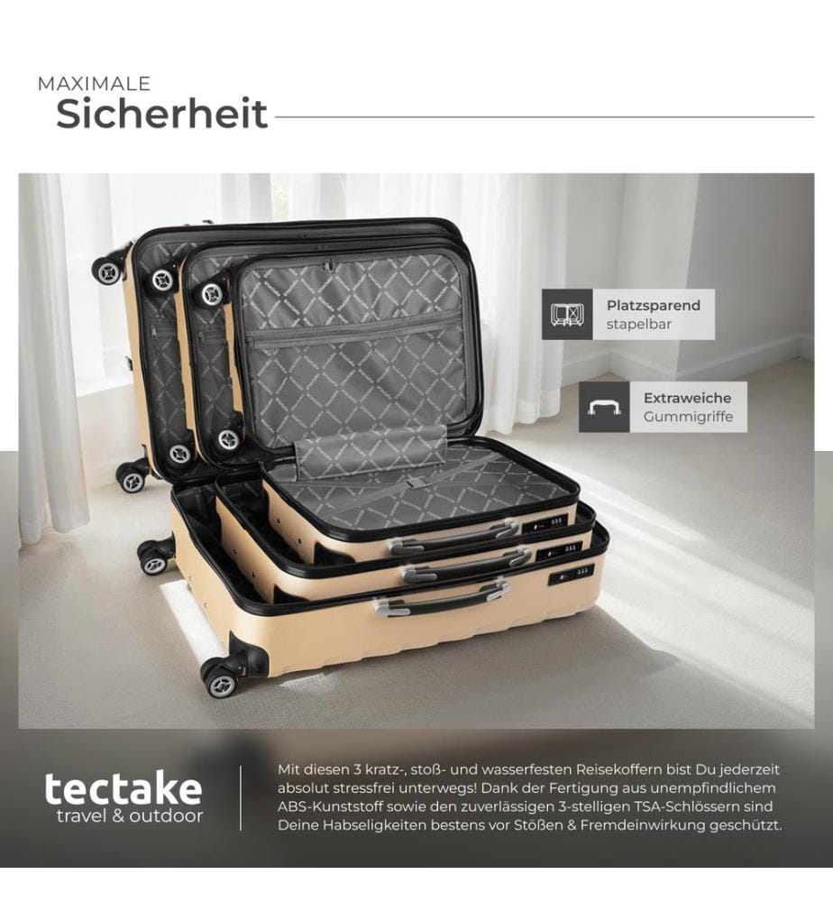 Set de 3 Valises Trolley Rigides JAKUB - champagne