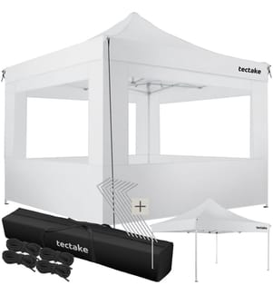 Faltbarer Garten Pavillon 3x3m mit 4 Seitenteilen - weiss