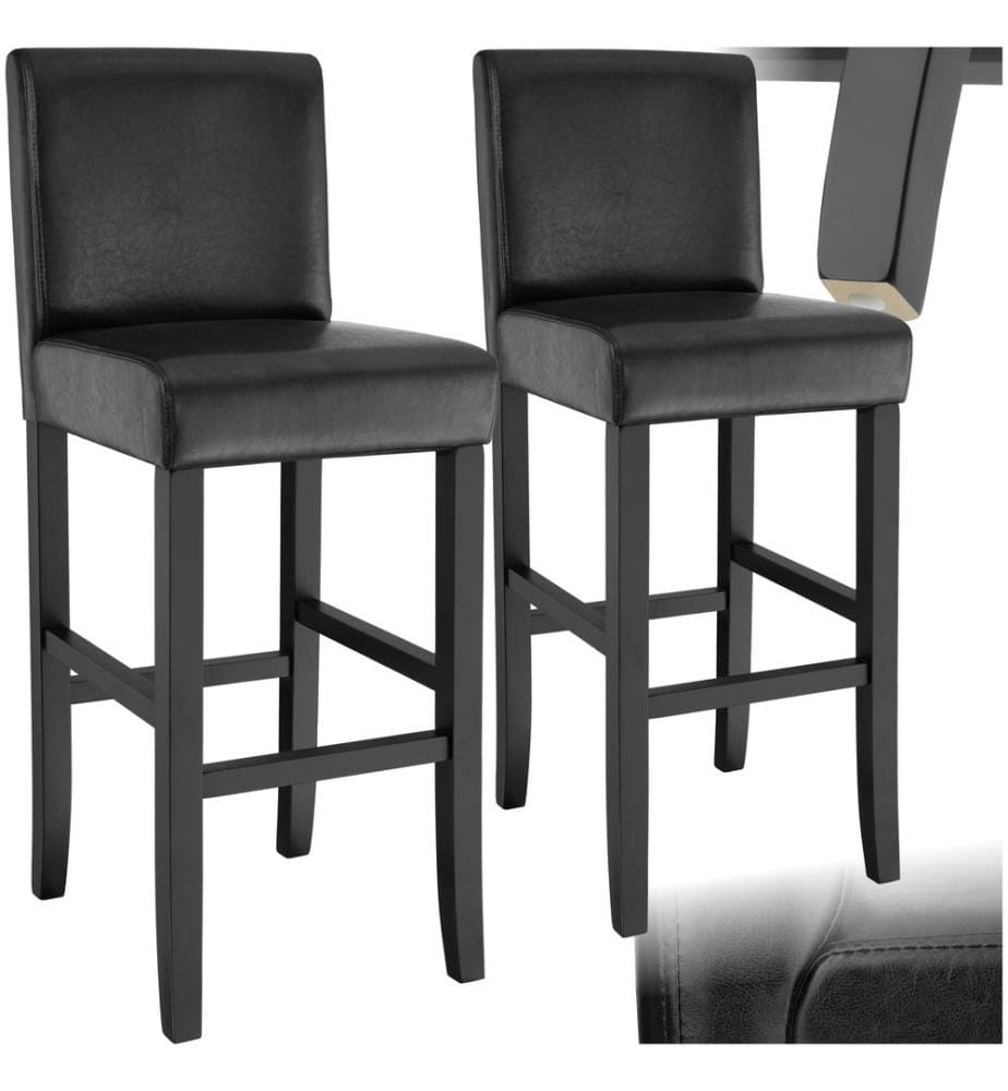 Barhocker aus Kunstleder - schwarz, 2er Set