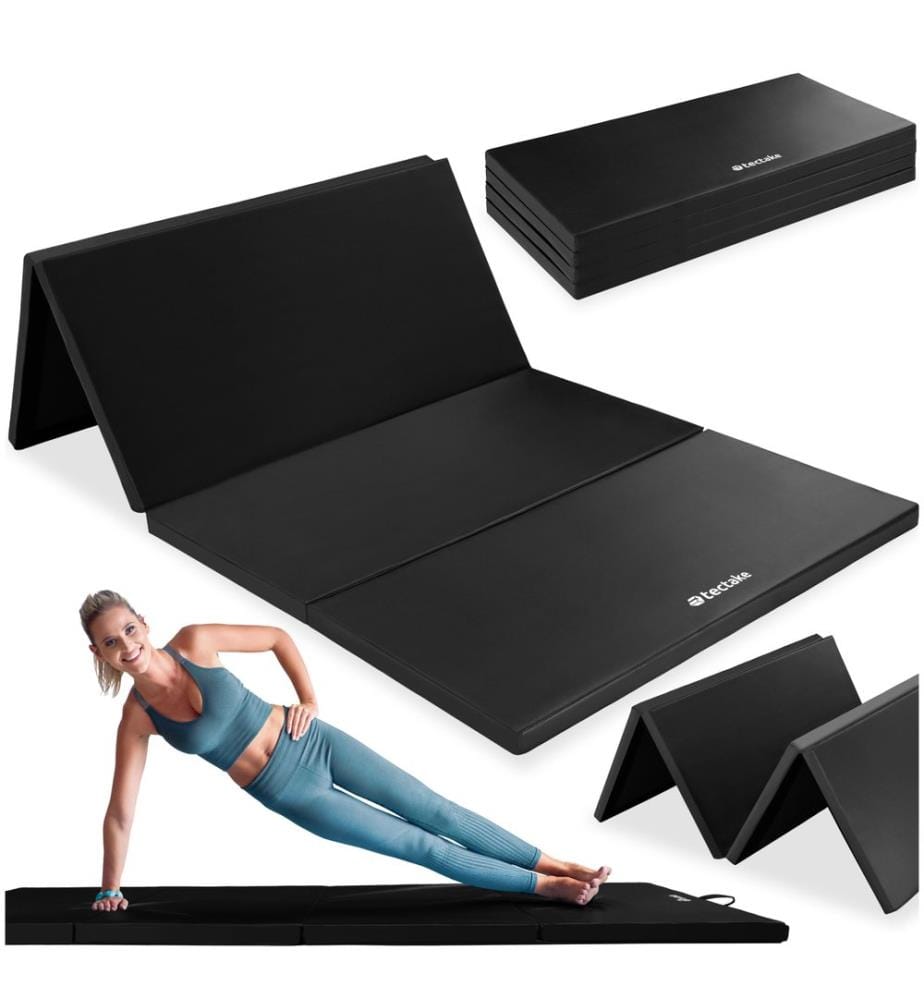 Tappetino da ginnastica richiudibile ed allungabile 240 x 120 x 5 cm - nero