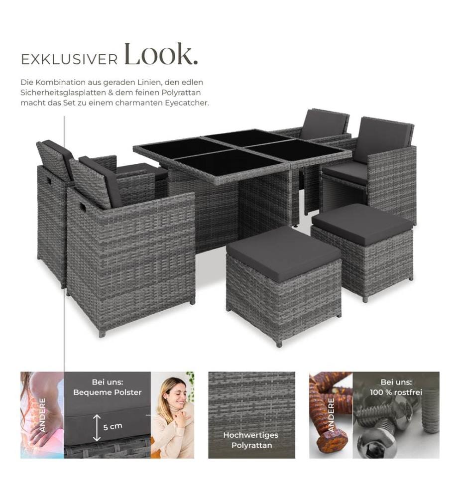 Set da giardino in rattan e alluminio Manhattan - grigio