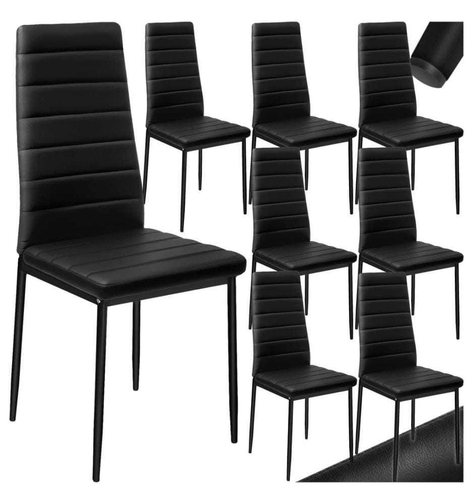 Esszimmerstühle Kunstleder - schwarz, 8er Set