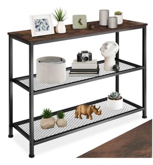 Tavolo console Bristol 100 x 30 x 81 cm - Legno industriale scuro, rustico