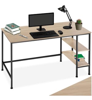 Bureau informatique DONEGAL 140x60x76,5 cm - Bois clair industriel, Chêne Sonoma
