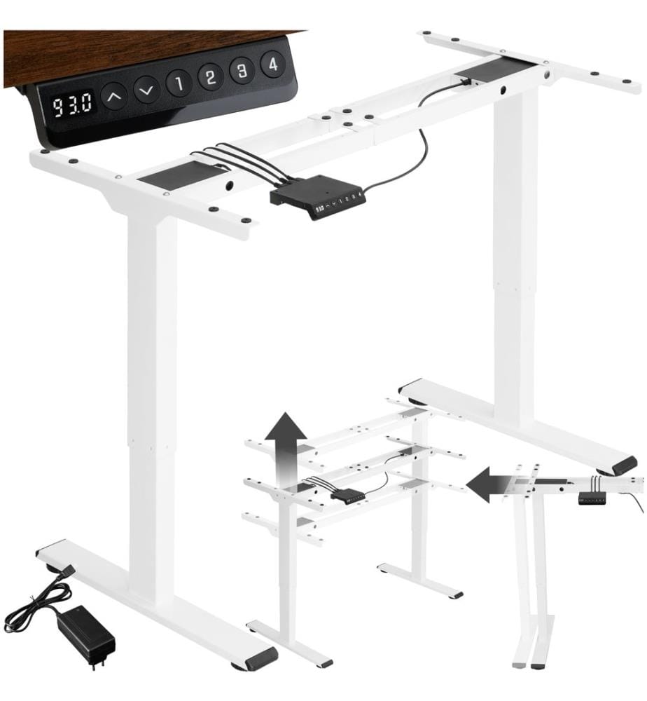 Standing Desk Frame - electrically height-adjustable, 2-stage, 100 kg load capacity - white