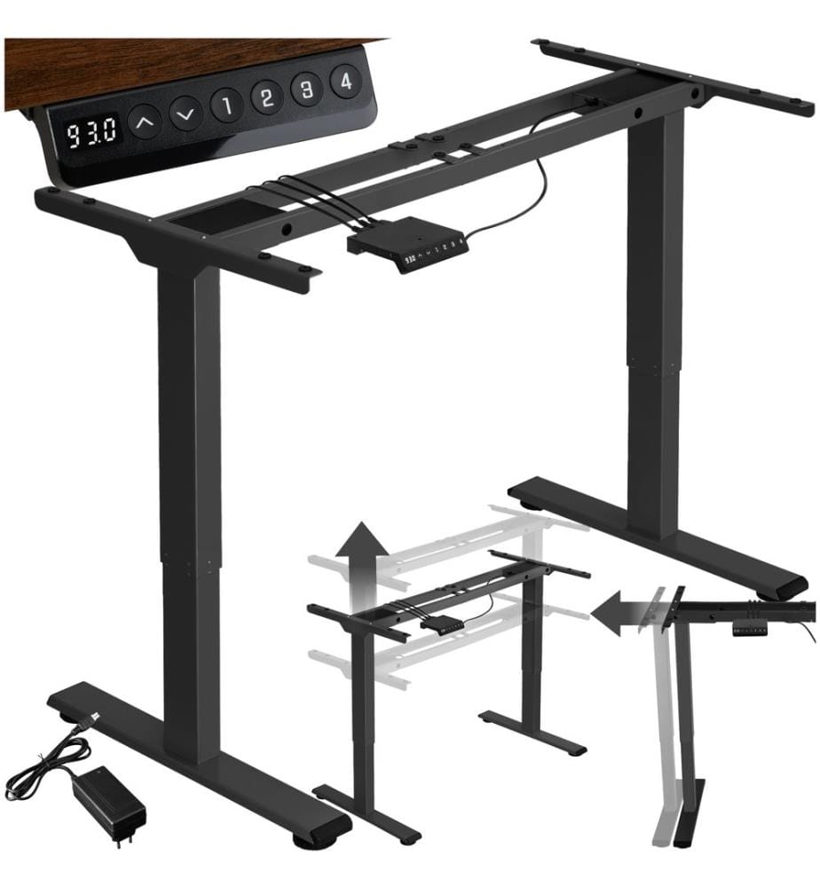 Standing Desk Frame - electrically height-adjustable, 2-stage, 100 kg load capacity - black