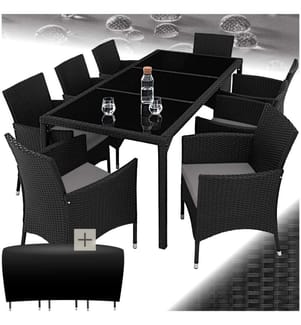Rattan Sitzgruppe 81 mit Schutzhülle - schwarzgrau