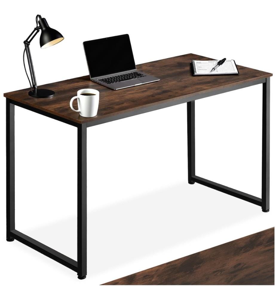 Table de bureau Flint - Bois foncé industriel, rustique, 140 cm