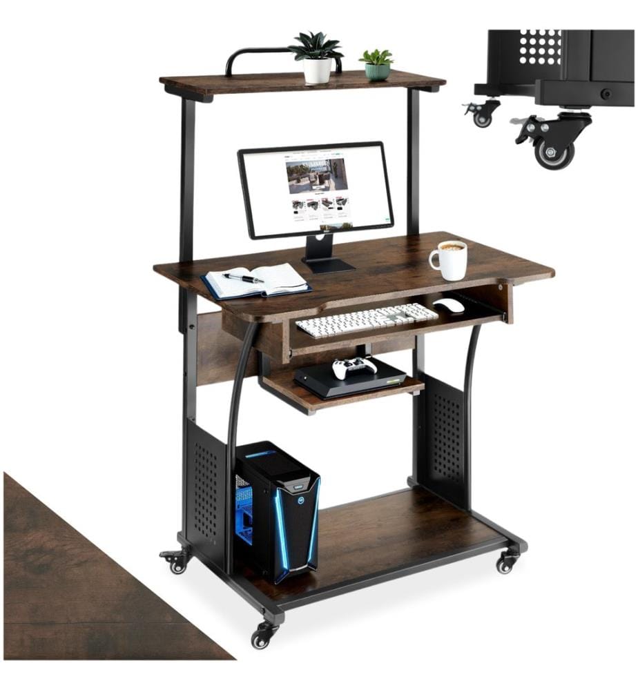 Bureau Fife 80x65,5x130,5 cm - Bois foncé industriel, rustique
