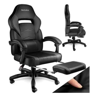Chaise de bureau racing Comodo avec repose-pieds - noirnoir